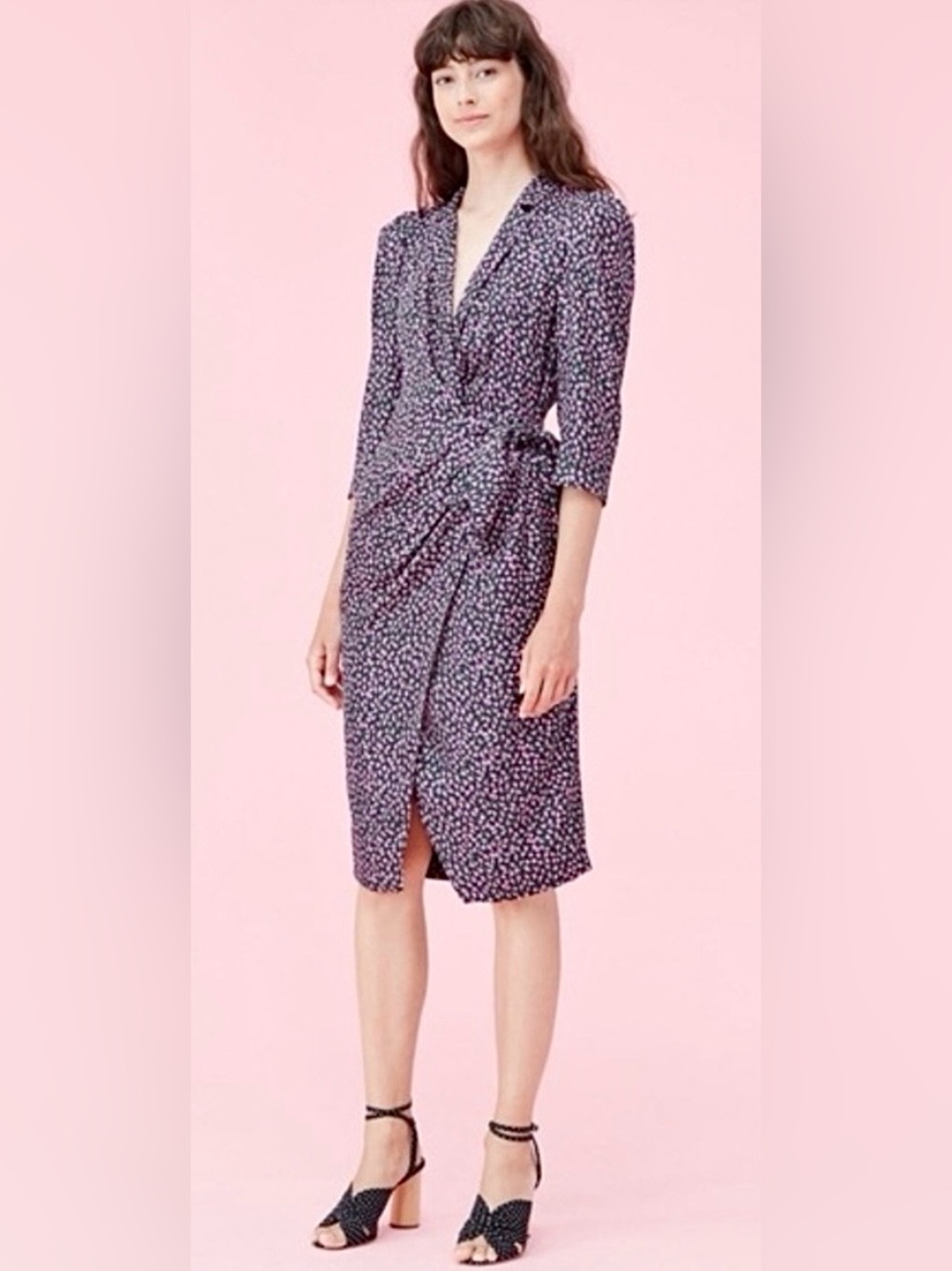 Rebecca Taylor Floral Wild Rose Silk Blend Faux Wrap Dress Sz 6